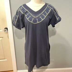 NIC+ZOE Pier Embroidered Shift Dress - /Navy‎ Multi - L